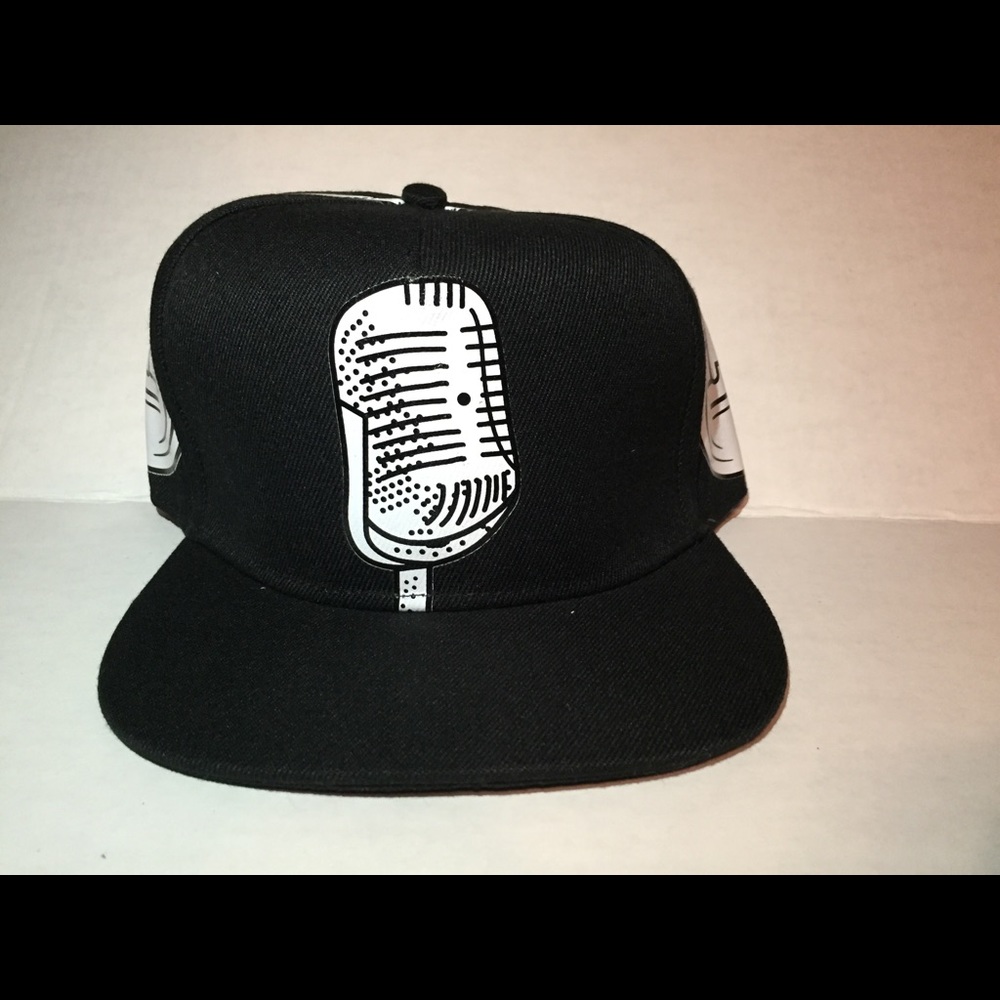 Black and White Microphone Snap Back
